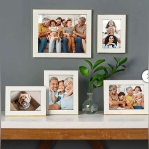 Mikasa Enamel Picture Frames, Set of 5 White & Gold New